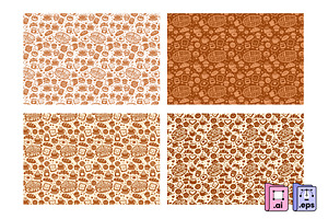Set of Cozy Coffee Bakery Patterns, a Pattern Graphic by MISS CHATZ