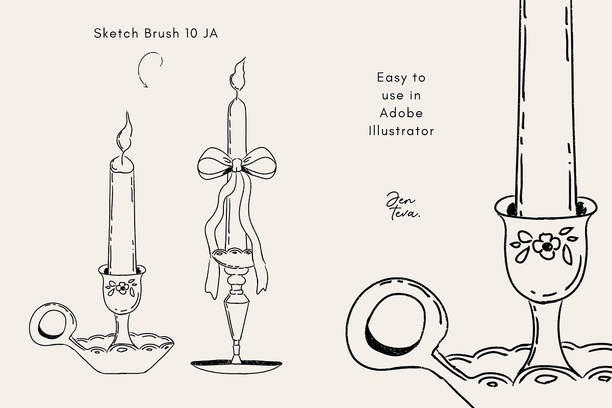 28 Adobe Illustrator Sketch Brushes, a Brush Add-On by Jenteva Art (Photo 12 of 16)