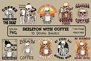 Skeleton With Coffee T-shirt Design, a Food Illustration by DesignByShahadat (Thumbnail 2 of 3)
