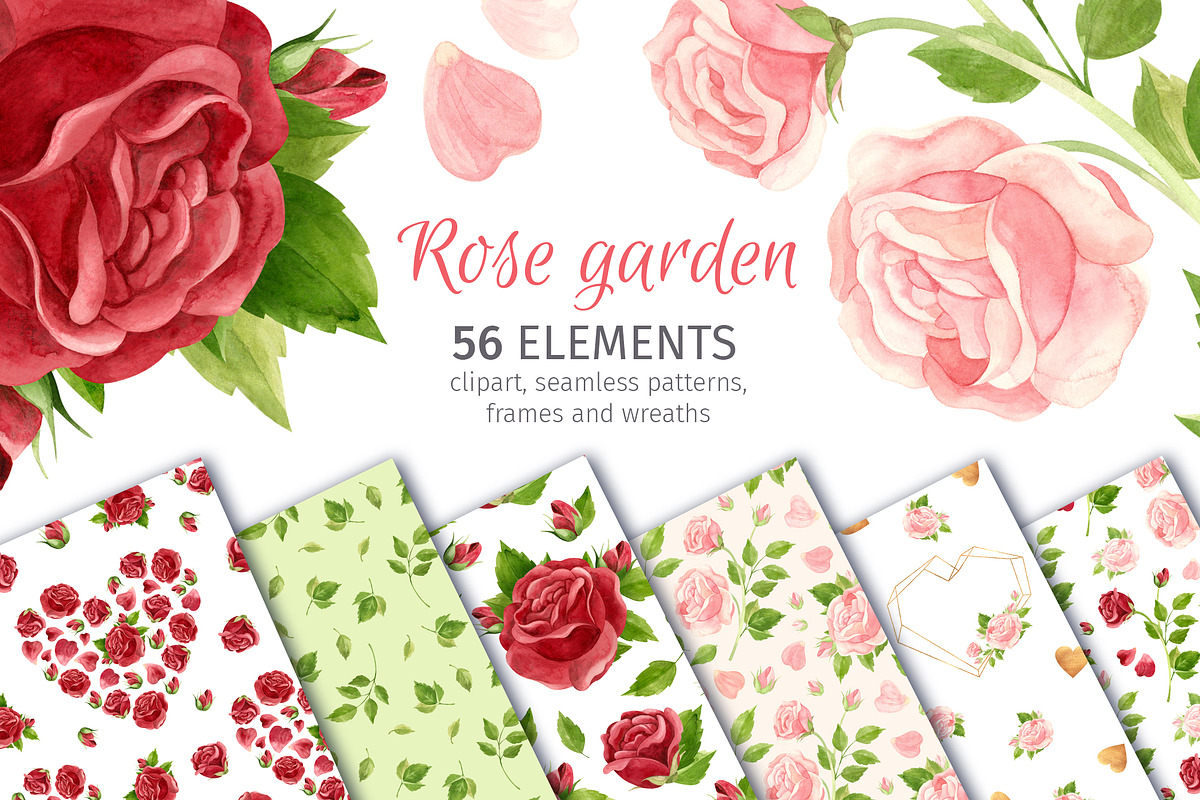 Watercolor pink and red roses, an Illustration by Valin Malin (Photo 1 of 16)