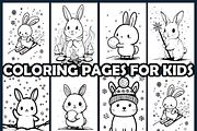 Winter Bunny Adventure Coloring Page, an Animal Illustration by maggiesar (Thumbnail 3 of 4)