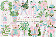 Watercolor Christmas Clipart Bundle, a Seasonal Illustration by Canvas Craft (Thumbnail 1 of 10)