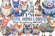 Pastel Folk Animals Birds Clip Art P, an Illustration by Sublimation Artist (Thumbnail 1 of 6)