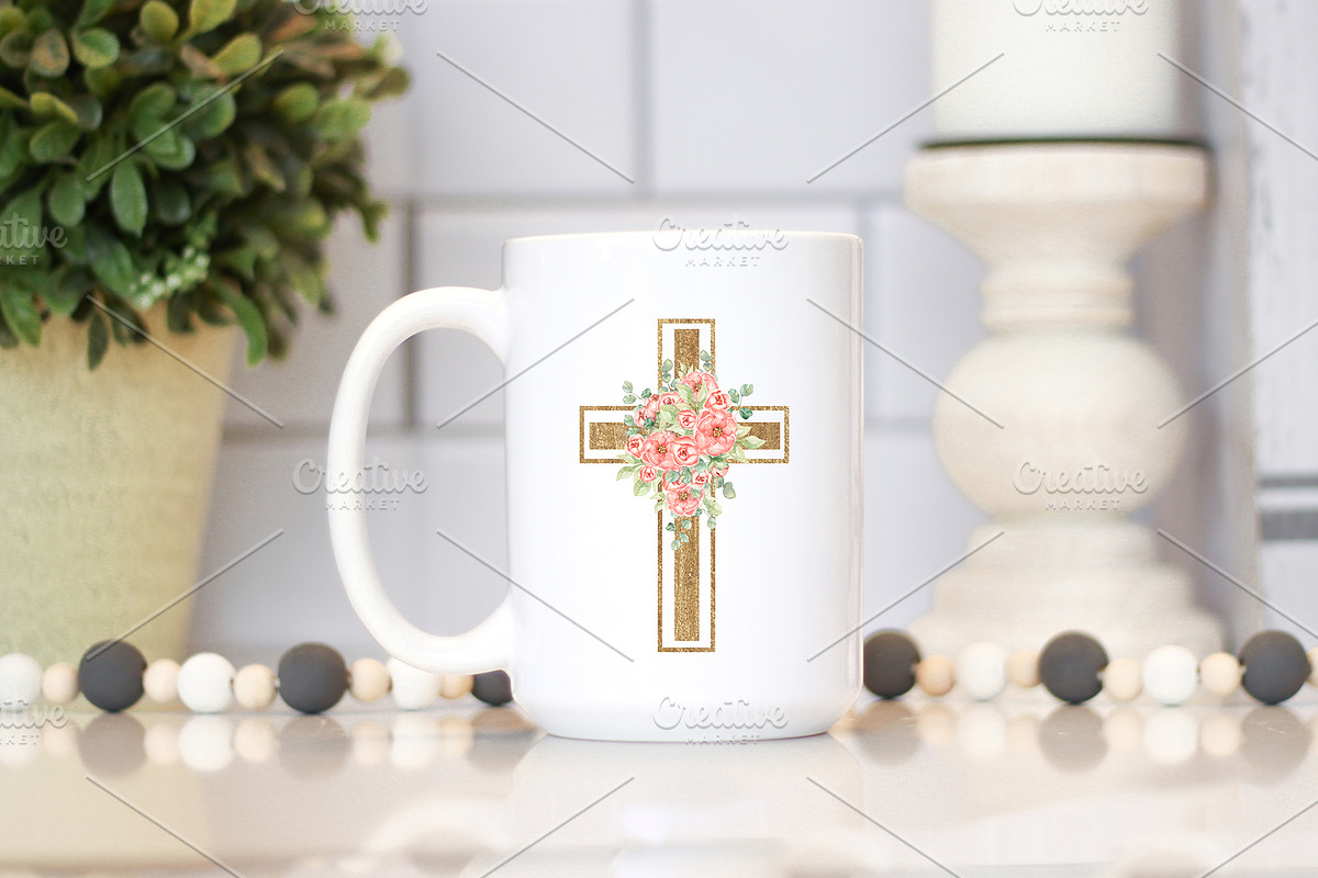 Watercolor Flowers & Greenery Cross, a Decorative Illustration by MayaNavits (Photo 4 of 8)