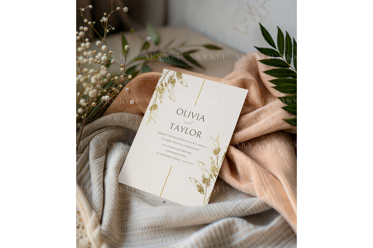 Floral Wedding Card Mockup, a Mockup by MockupWizard (Photo 2 of 3)