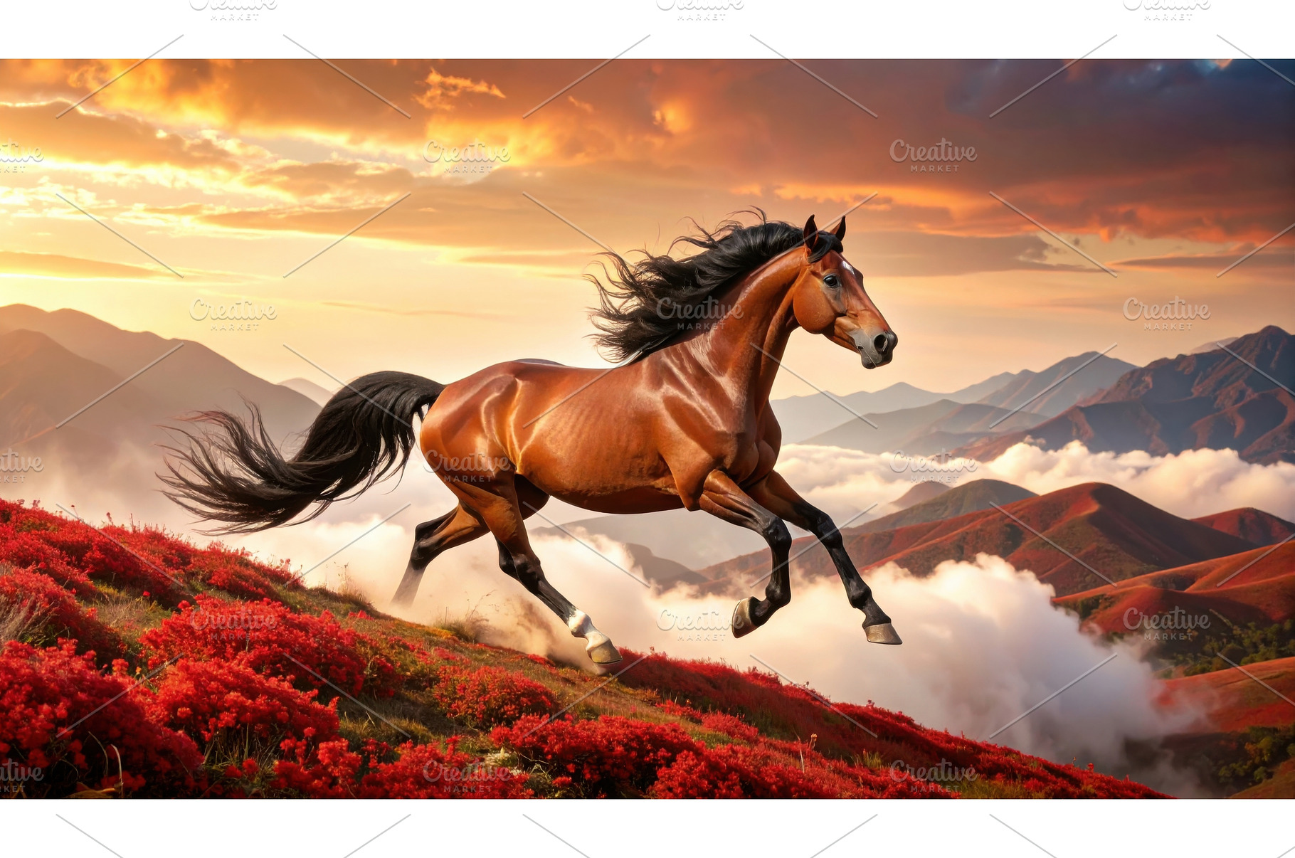Powerful brown horse galloping over, a Nature Photo by Igor Tichonow