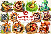 Funny Animals in Hole Clipart, an Illustration by Dream Creation (Thumbnail 1 of 4)
