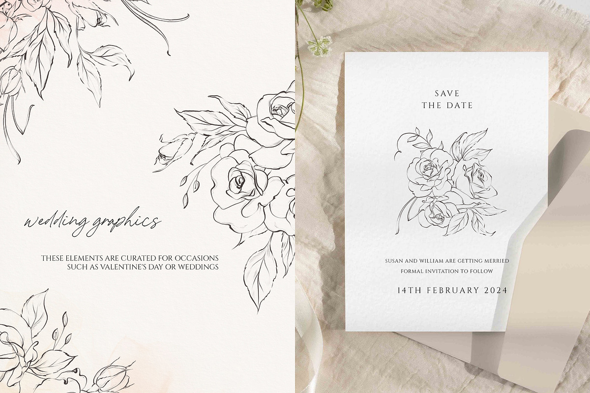 ROSE line art floral collection, a Decorative Illustration by Yuliia Lashevska (Photo 7 of 10)