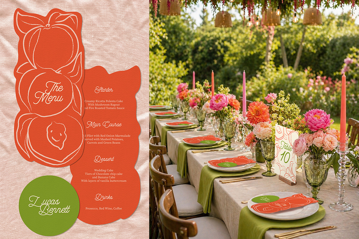 Peach summer wedding templates set, a Stationery Template by Garden in frame (Photo 5 of 10)