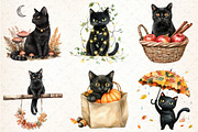 Fall Autumn Black Cat Clipart, an Illustration by DreamCafeArt (Thumbnail 4 of 6)