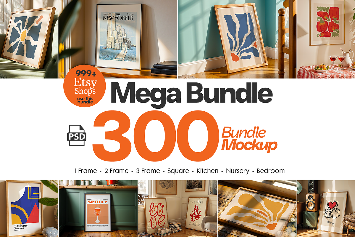 300+ Frames Mockup PSD Bundle Set, a Mockup by MockupShopi (Photo 1 of 10)
