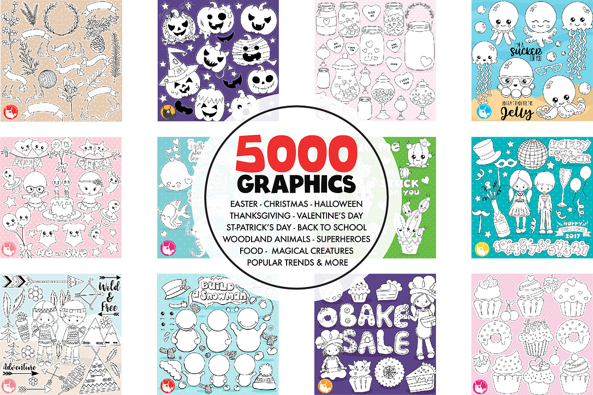5000 in 1 - Black lines Mega Bundle, an Illustration by PrettyBundles (Photo 15 of 27)