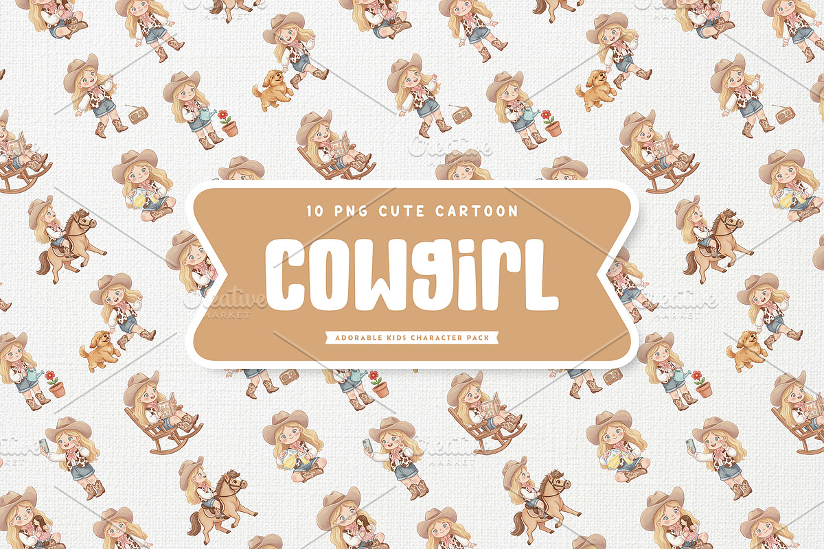 Lovely Cowgirl Kid Cute Cartoon Art, a Person Illustration by Gohsantosa (Photo 2 of 4)