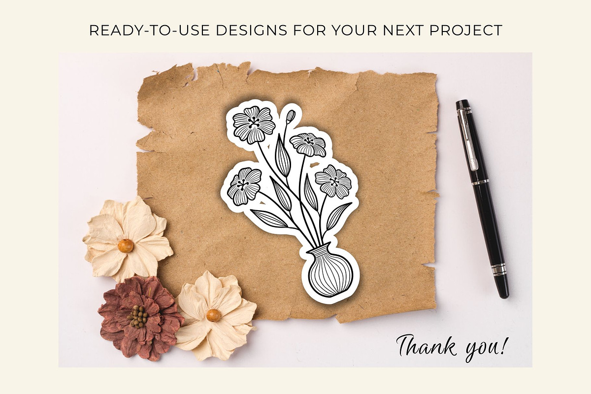 Botanical Line Art PNG Bundle, a Decorative Illustration by shielscreations (Photo 5 of 5)