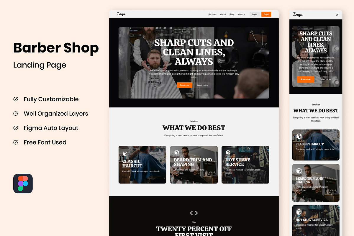 Barber Shop Landing Page, a Landing Page Template by RPWDS (Photo 1 of 3)