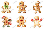 Christmas Gingerbread Man Clipart, an Illustration by designcity5 (Thumbnail 2 of 5)