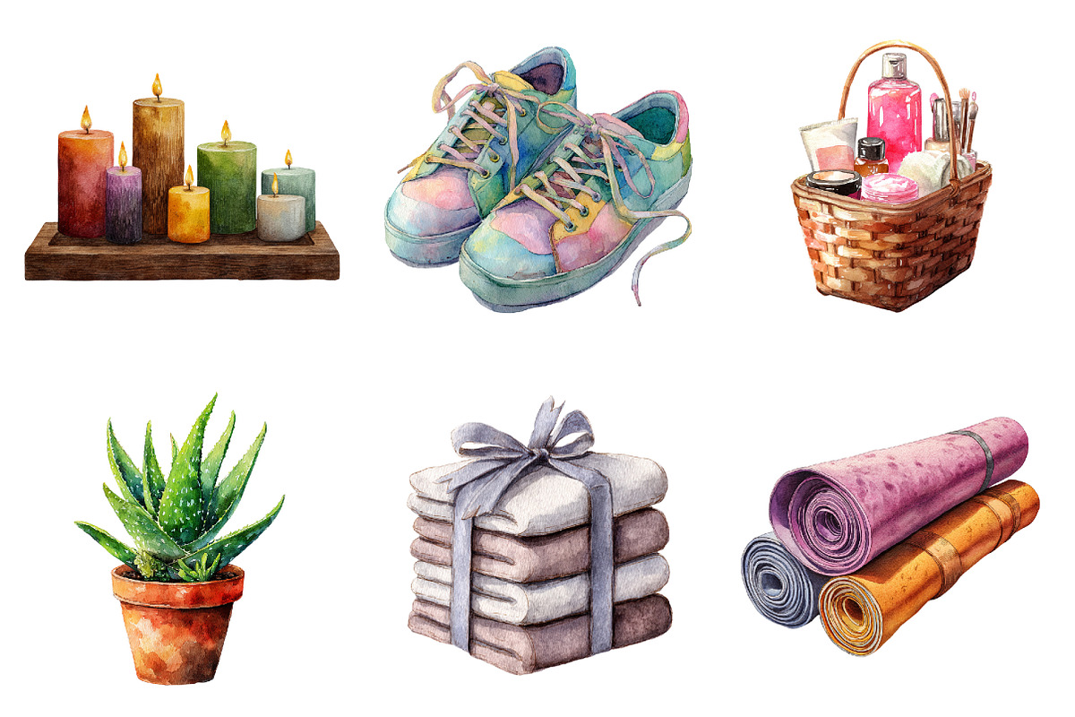 Watercolor Self Care Clipart, an Illustration by Design Market (Photo 3 of 3)