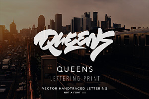 Queens - brush lettering logo