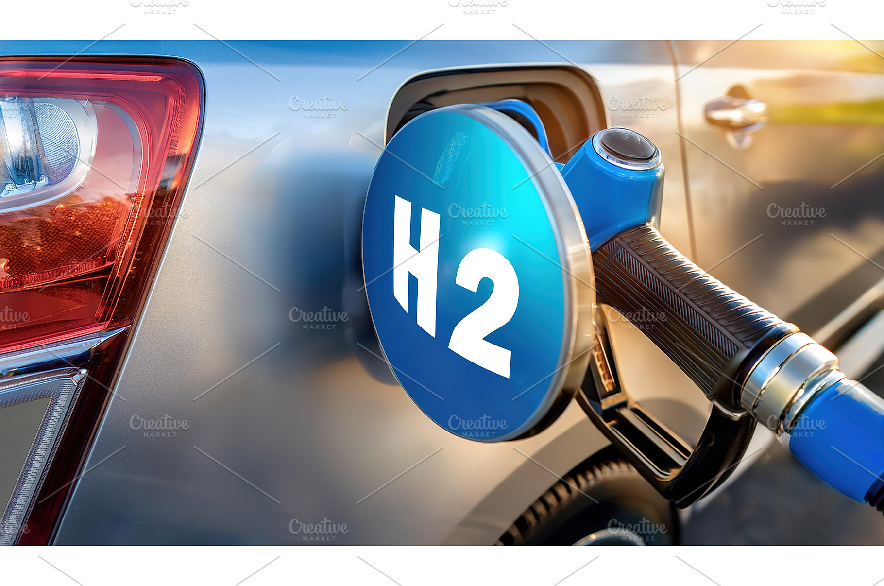 Hydrogen fuel pump nozzle attached, a Transportation Photo by Igor Tichonow