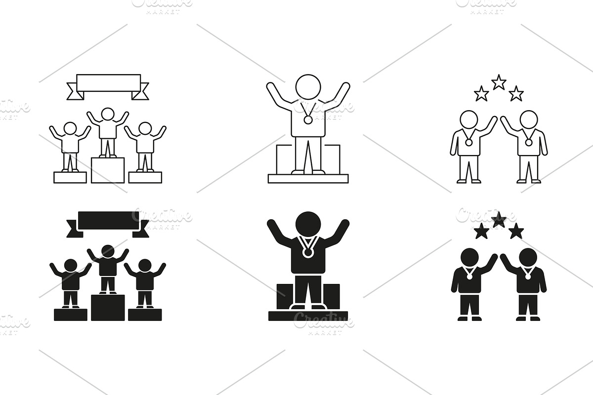 Winners And Medalists Icons, an Object Illustration by Gentle Studio