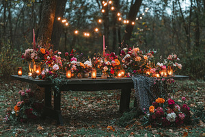 Outdoor table adorned with vibrant f, a Photo by Pavel_design