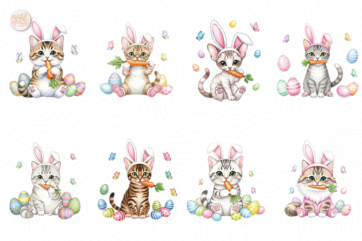 Easter Bunny Cats PNG Clipart Cute., an Animal Illustration by KennedyStudio (Photo 2 of 5)