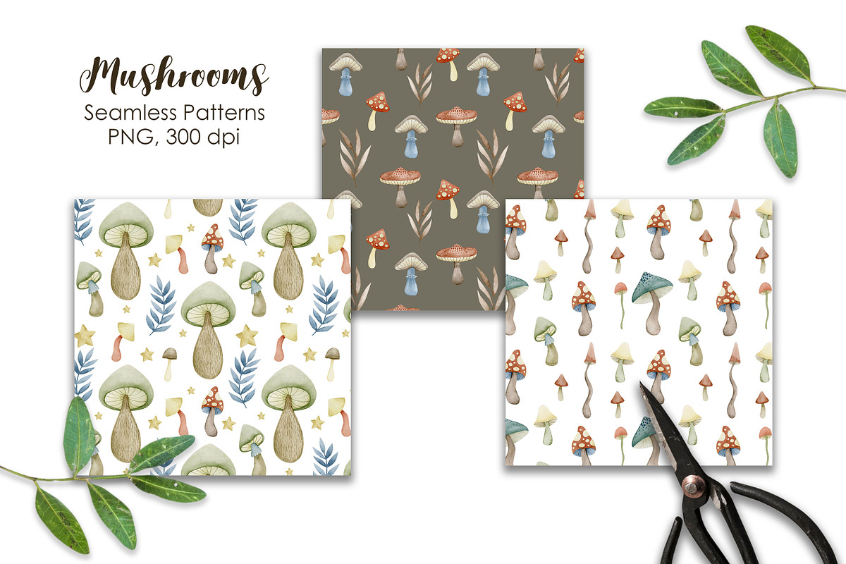 Watercolor mushrooms collection., a Decorative Illustration by Kira Konoshenko (Photo 7 of 12)