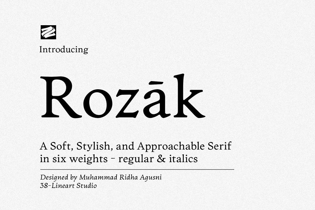 Rozak - Soft and Stylish Serif Font, a Serif Font by Ridha-38.lineart (Photo 1 of 16)