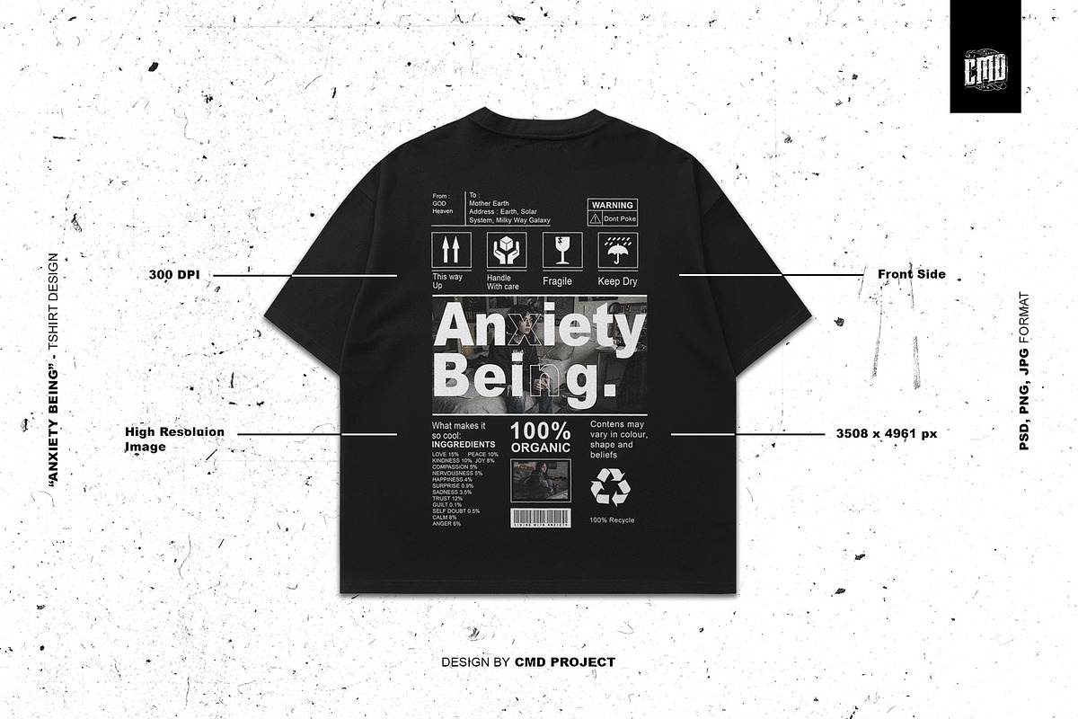 Anxiety Being - T-Shirt Design, an Object Graphic by Cmd Project (Photo 3 of 9)