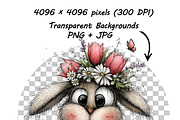 Whimsical Animals Floral Clipart, a Graphic by one-touch (Thumbnail 16 of 18)