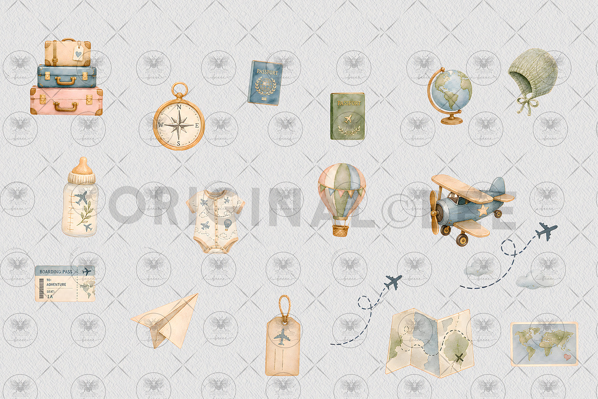 Travel Baby Shower Clipart, a Decorative Illustration by BigCakeBee (Photo 3 of 4)