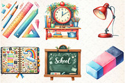 Watercolor School Clipart, an Illustration by Libby Wishes (Thumbnail 2 of 6)