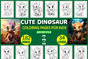 Cute Dinosaur Coloring Pages For Kid, a Brochure Template by Design Station