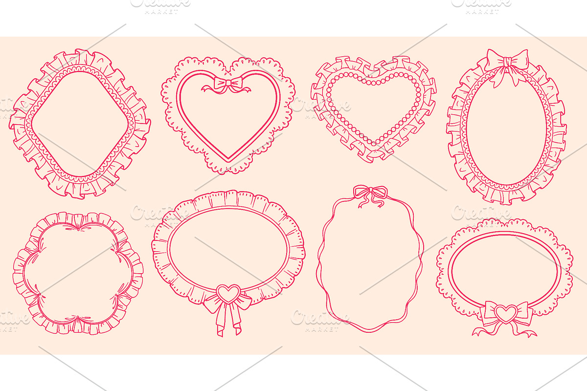 Coquette frames with cloth ruffles, a Decorative Illustration by Ksania