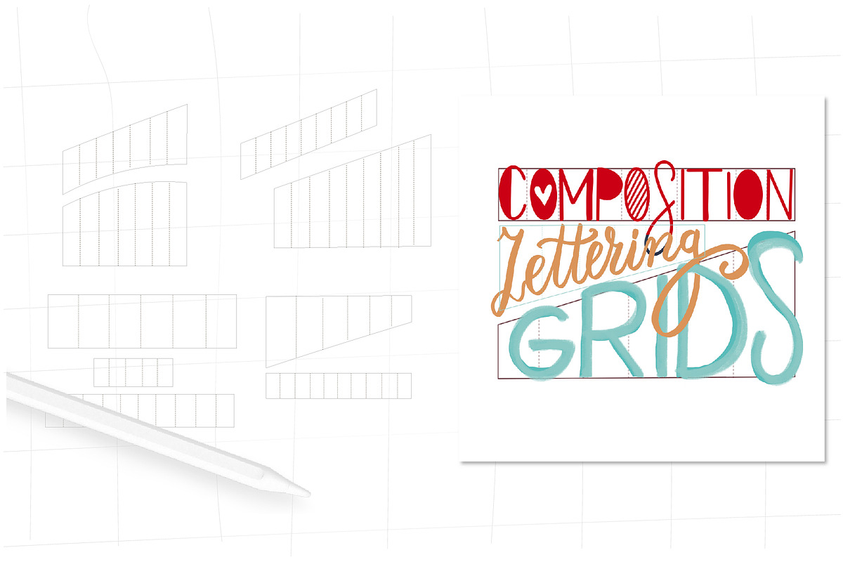 Lettering grid procreate stamps, a Brush Add-On by Let's Art (Photo 3 of 5)