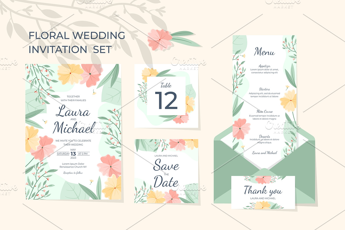 Wedding stationery pack, a Marketing Template by Rosa Puchalt