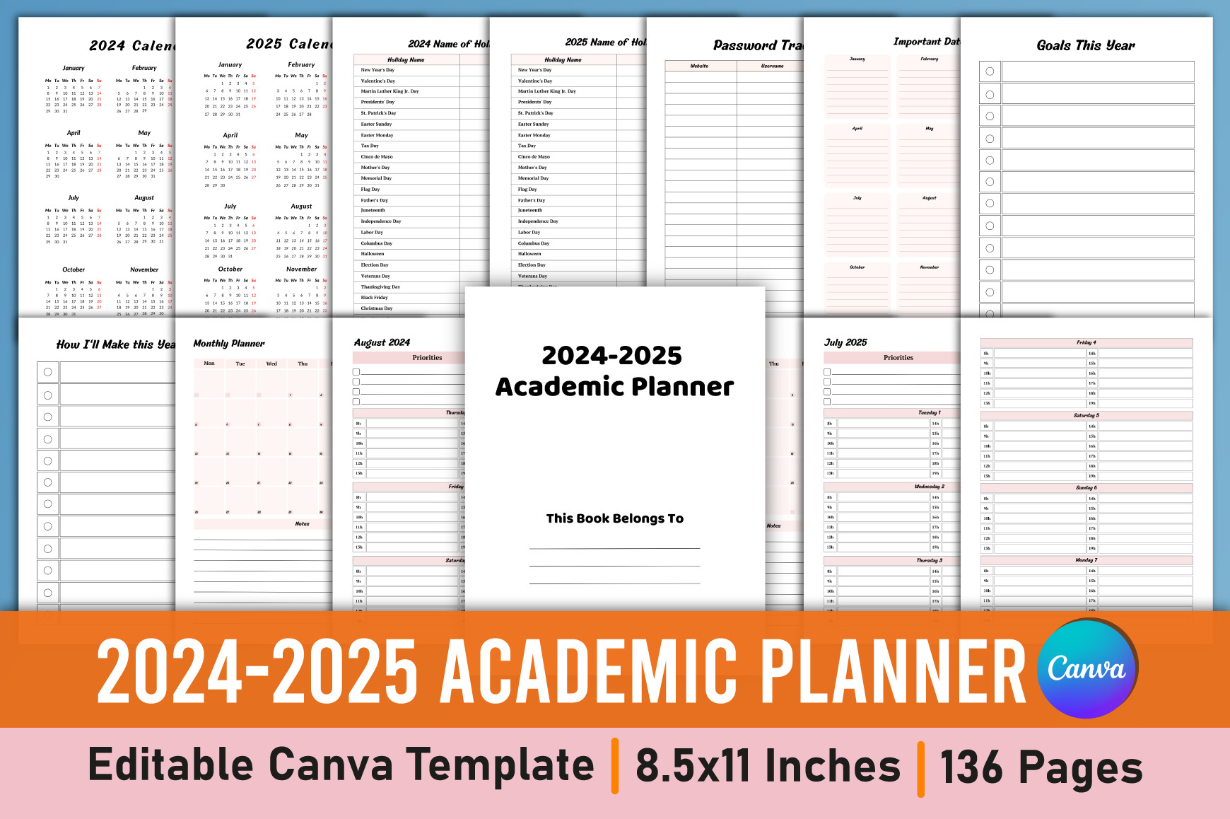 2024-2025 Academic Planner Canva by Mustafiz | Creative Market
