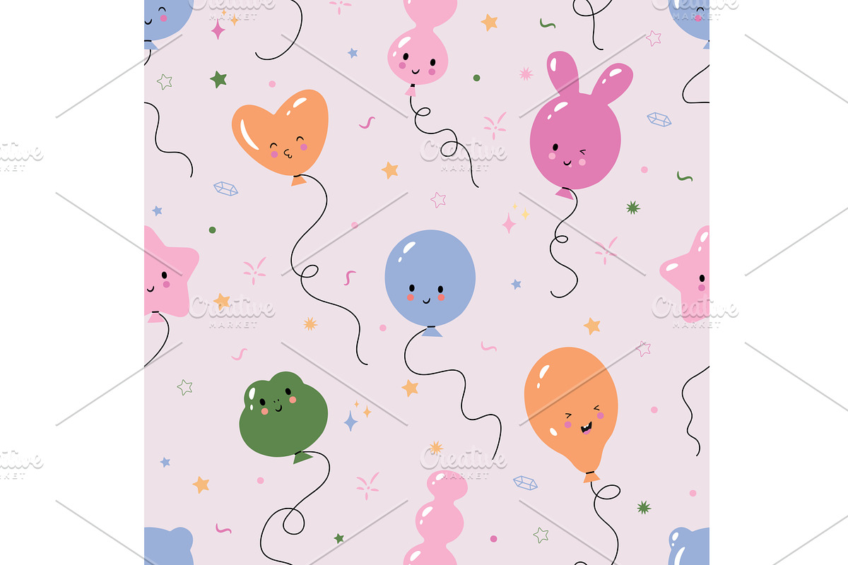 Birthday balloon seamless pattern, an Object Illustration by Valerie Bodnar