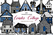 Winter Cottage PNG Bundle, an Illustration by CreationArt (Thumbnail 1 of 4)