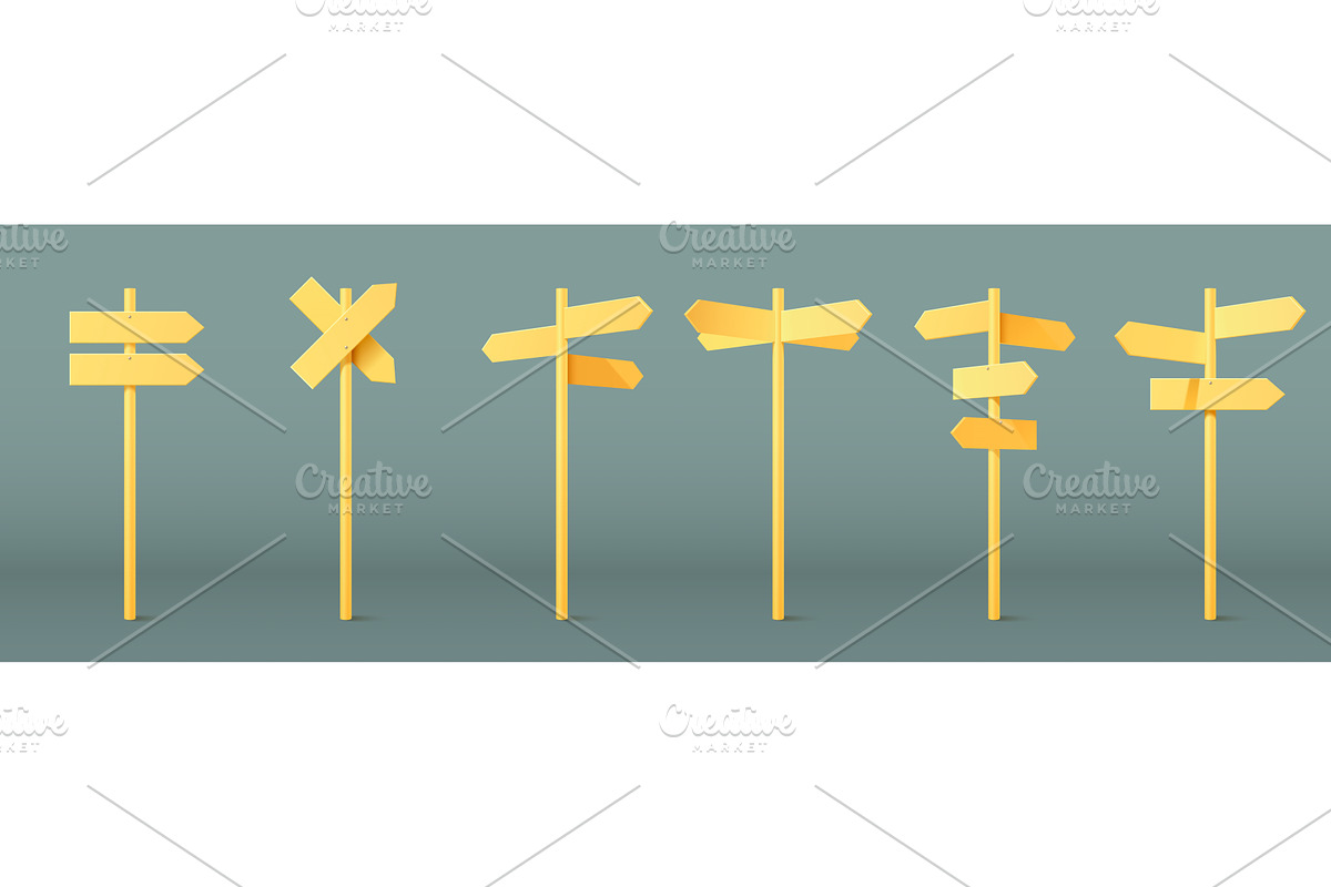 Wooden arrow sign posts set isolated, an Object Illustration by art PVP - market