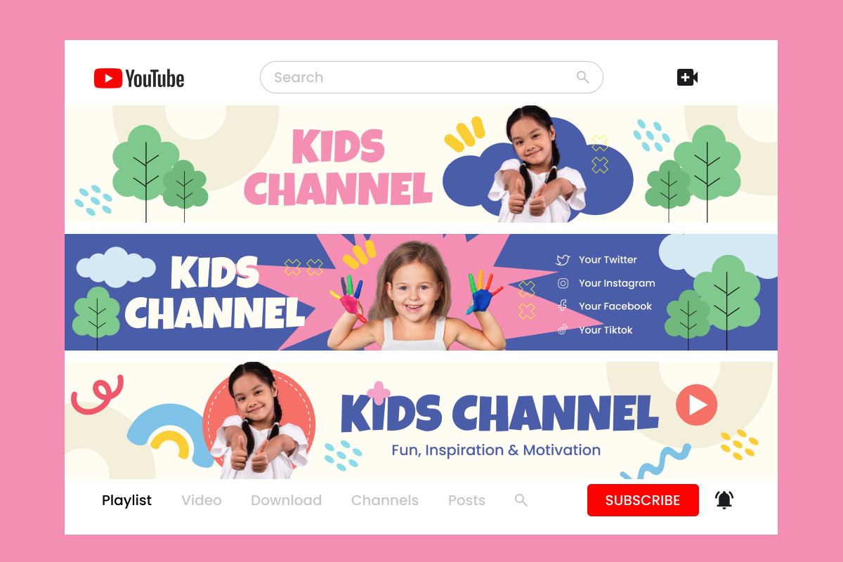 Playful Kids YouTube Banner Design, a Social Media Template by twinstd (Photo 2 of 2)