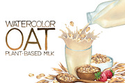 Watercolor oat and milk, a Food Illustration by Ekaterina Glazkova (Thumbnail 1 of 7)