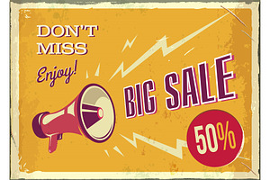 Vector vintage megaphone. Big sale.