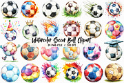 Watercolor Soccer Ball Clipart, an Illustration by Libby Wishes (Thumbnail 1 of 5)