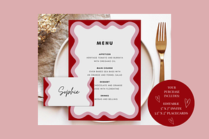 Pink Waves Menu Template