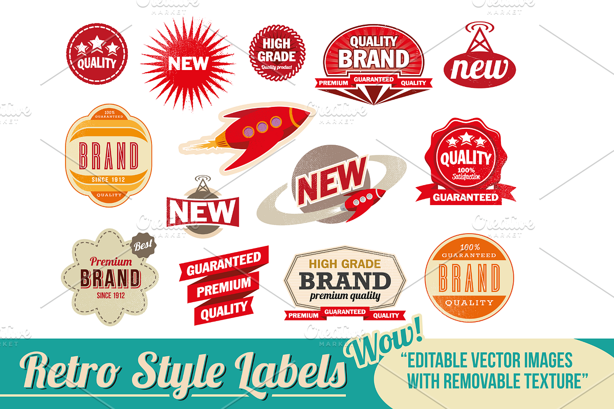 80+ Retro & Vintage Style Labels, a Branding & Logo Template by ThePhoton (Photo 9 of 9)