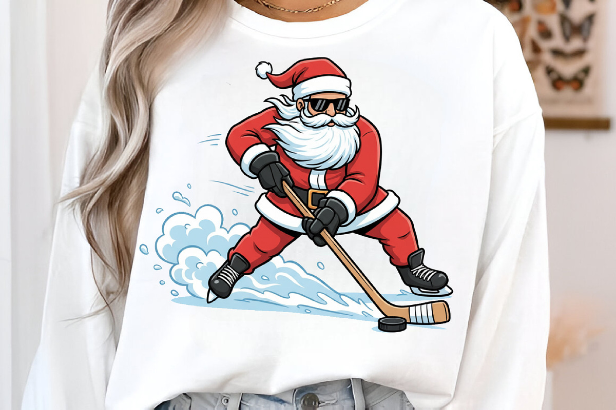 Santa Playing Ice Hockey Christmas P, an Illustration by Libby Wishes (Photo 4 of 6)