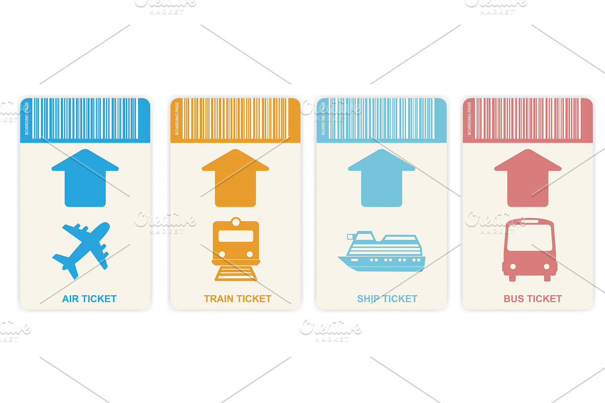 Modern travel boarding tickets., an Illustration by Vector graphics