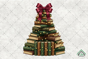 Christmas Book Tree Xmas Teachers, an Illustration by Craft Nest