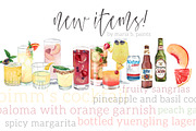 Cocktail Watercolor Clipart Set, a Food Illustration by Maria B. Paints (Thumbnail 2 of 5)